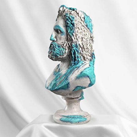 Zeus 'Blue Coral' Dekoratif Heykel, Pop Art Roma Yunan Heykelleri